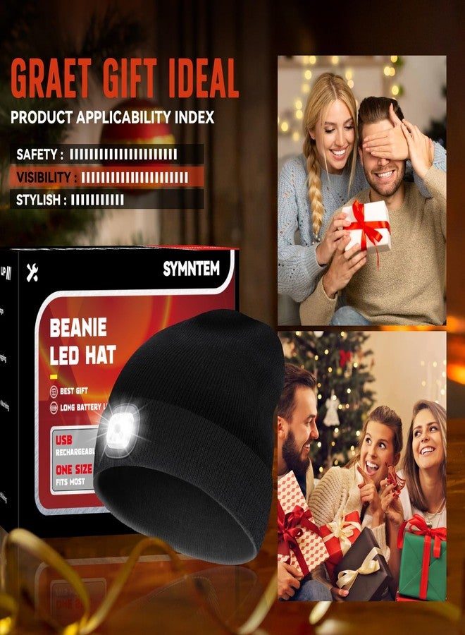 SYMNTEM Unisex Beanie Hat with Light, Rechargeable Headlight Cap, Stocking Stuffers for Men, Cool Gadget Gifts for Him, Birthday Gifts for Women, Black - Image 2